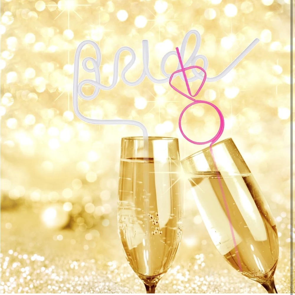 12pcs Reusable Bachelorette Party Straws White Large Bride Pink Diamond 12.6‘’ - Picture 7 of 7